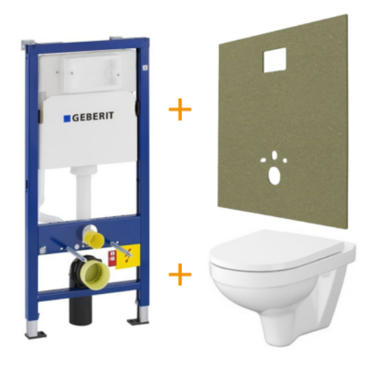 Image de Set de toilettes suspendues avec plaque MDF + siège de toilettes à fermeture douce